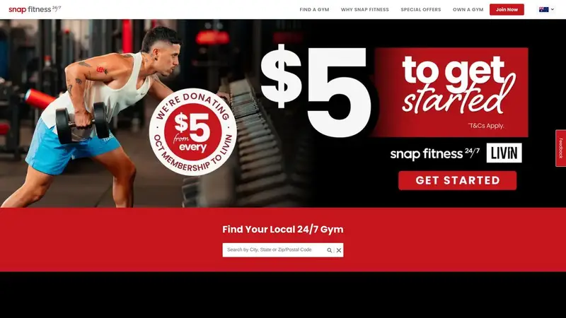 Homepage of snapfitness.com