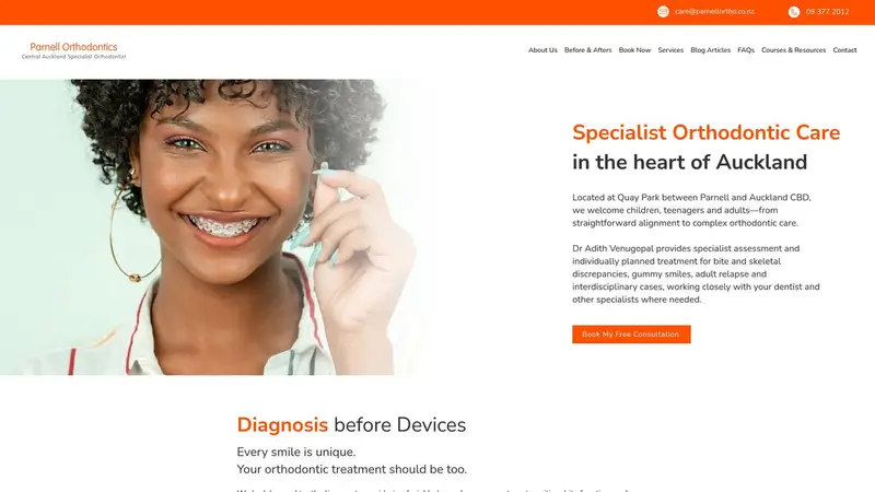 Homepage of parnellortho.co.nz