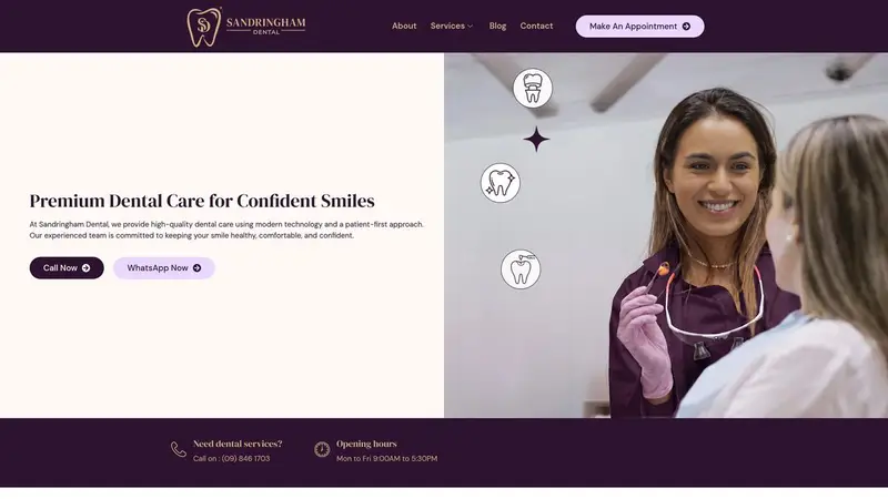 Homepage of sandringhamdental.com