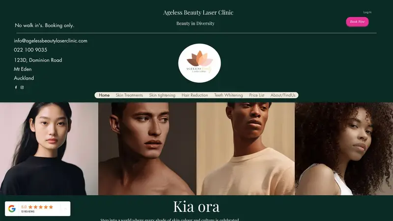 Homepage of agelessbeautylaserclinic.com