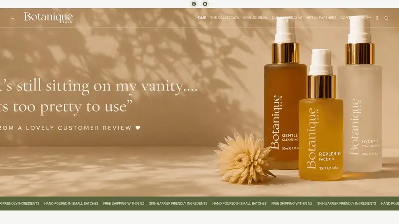 Homepage of botaniqueskin.nz