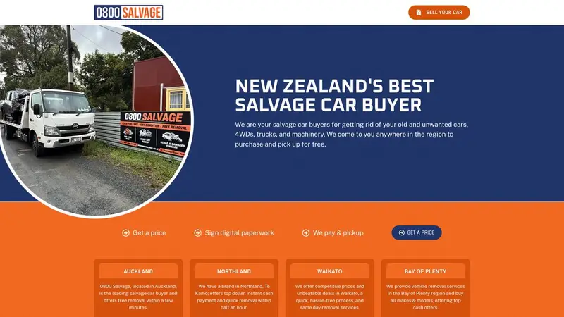 Homepage of 0800salvage.co.nz