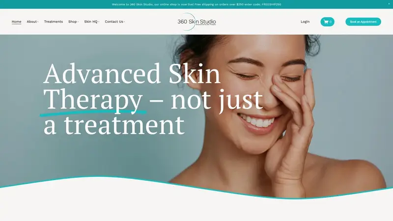 Homepage of 360skinstudio.co.nz