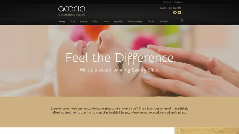 Homepage of acaciabeauty.co.nz