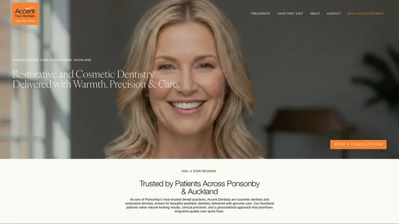Homepage of accentdentists.co.nz