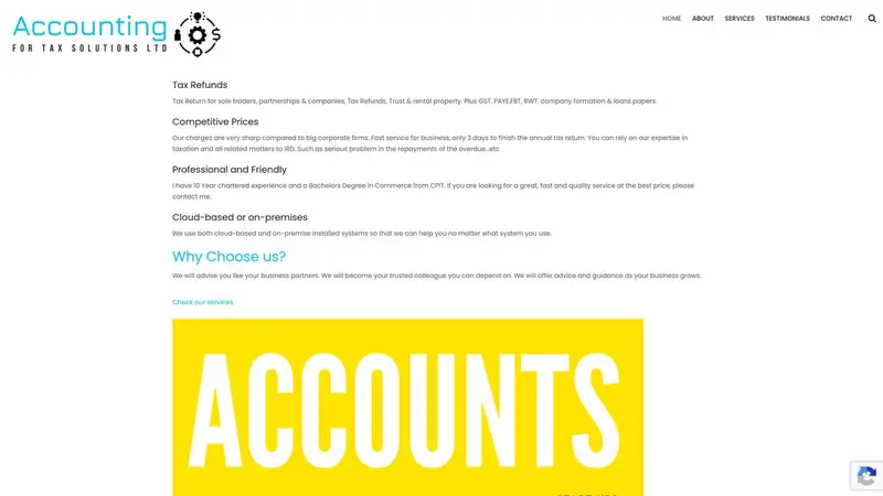 Homepage of accountingfortaxsolutions.co.nz