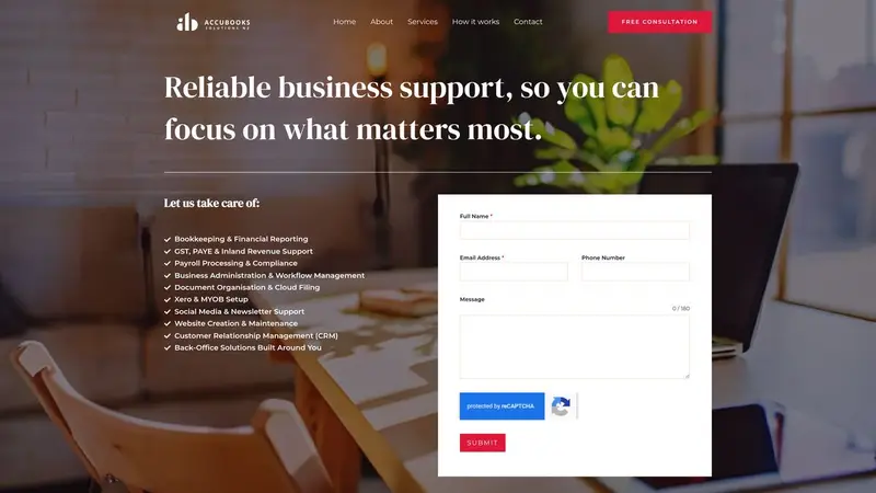 Homepage of accubooks.co.nz