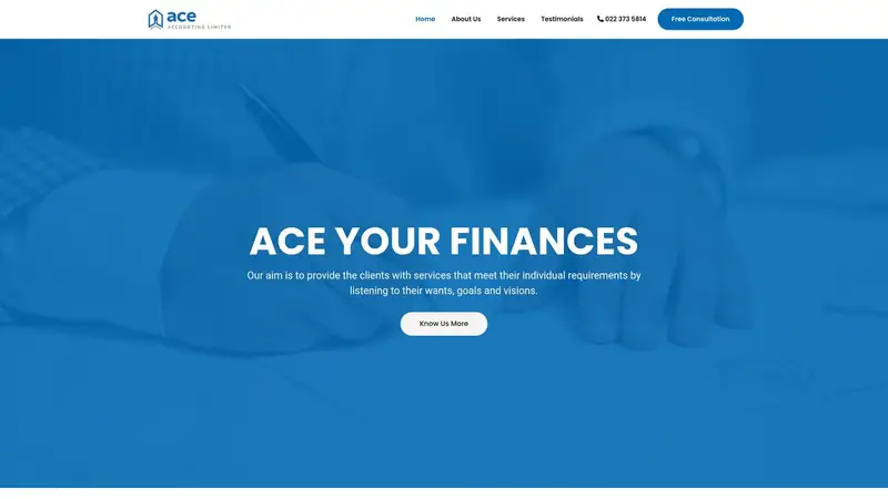 Homepage of aceaccounting.co.nz