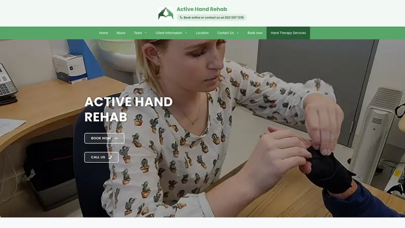 Homepage of activehandrehab.co.nz