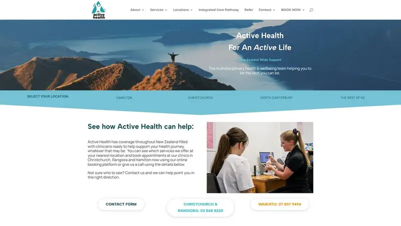 Homepage of activehealth.co.nz