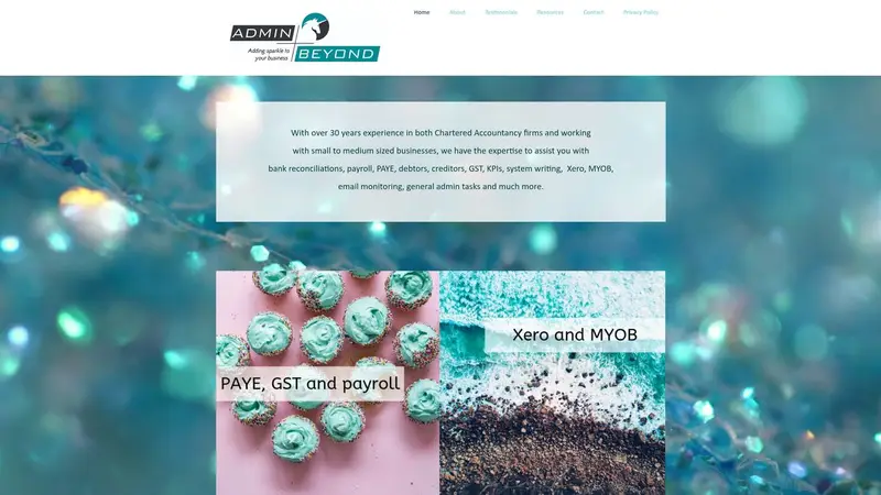 Homepage of adminbeyond.co.nz