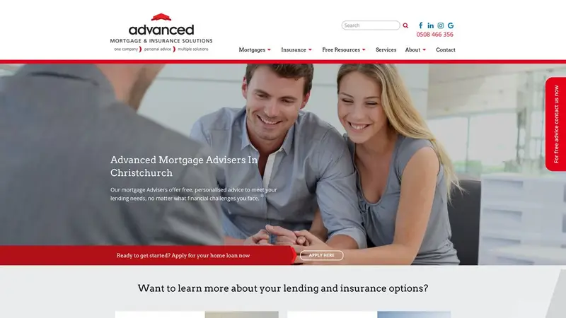 Homepage of advancedmortgagesolutions.co.nz