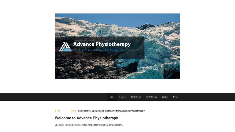 Homepage of advancephysiotherapy.co.nz