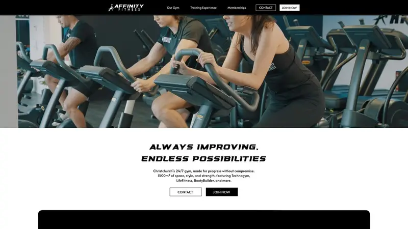Homepage of affinityfitness.co.nz