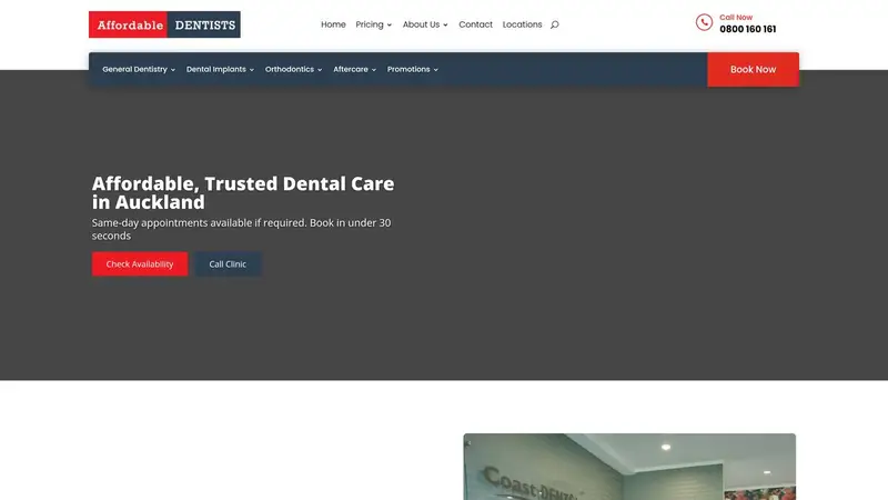 Homepage of affordabledentists.co.nz