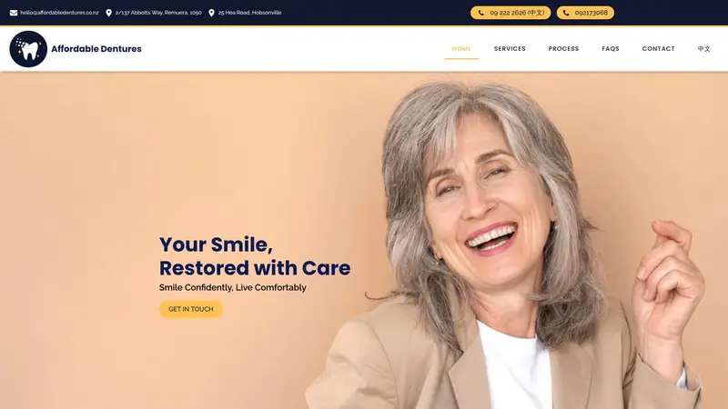 Homepage of affordabledentures.co.nz