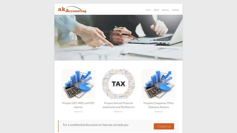 Homepage of akaccounting.co.nz