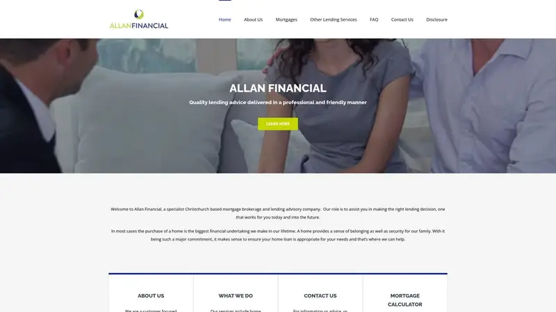 Homepage of allanfinancial.co.nz