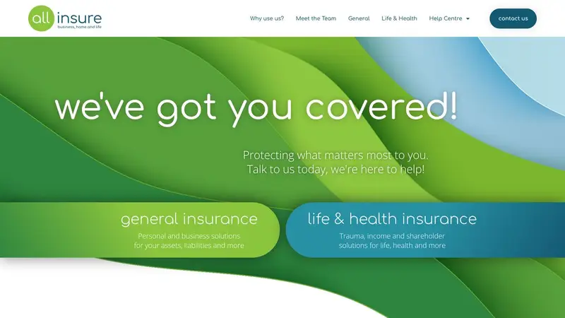 Homepage of allinsure.co.nz