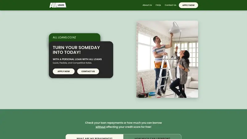 Homepage of allloans.co.nz