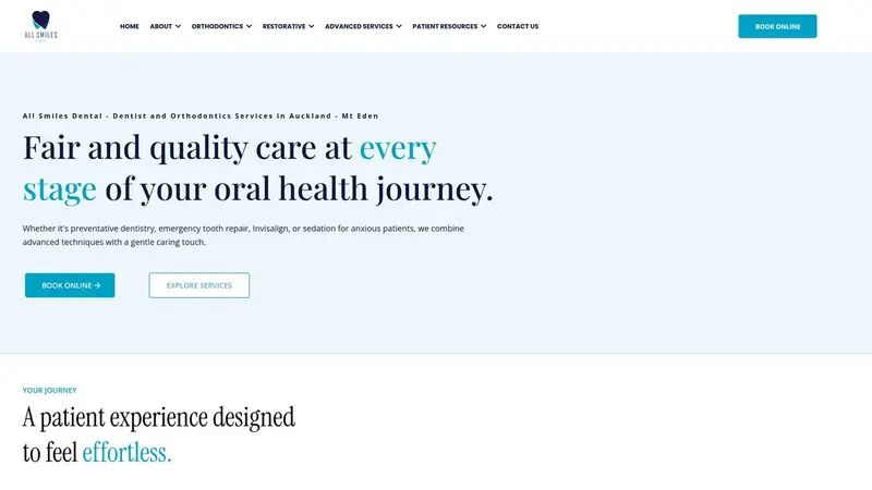 Homepage of allsmilesdental.co.nz