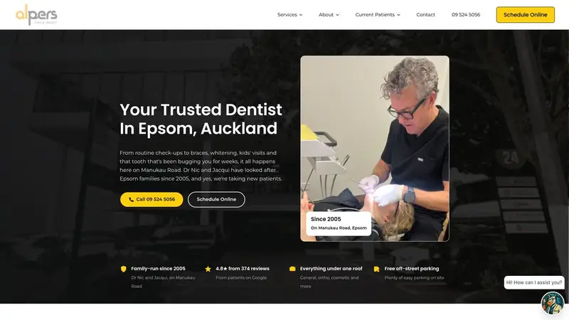 Homepage of alpersdental.co.nz