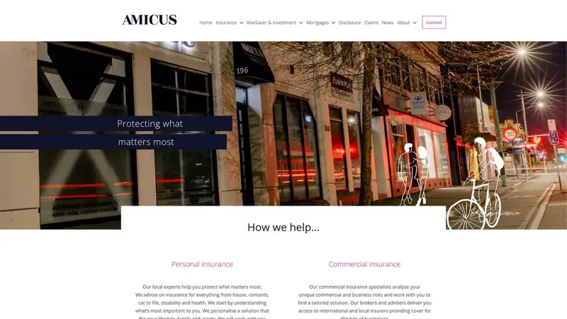 Homepage of amicus.co.nz