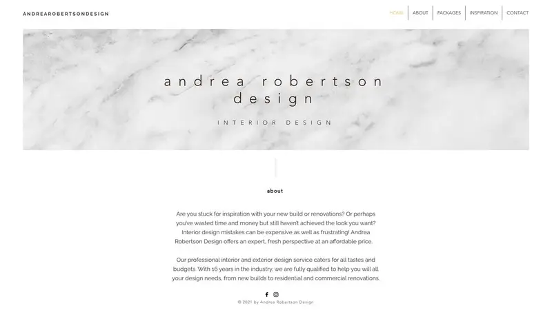 Homepage of andrearobertsondesign.co.nz