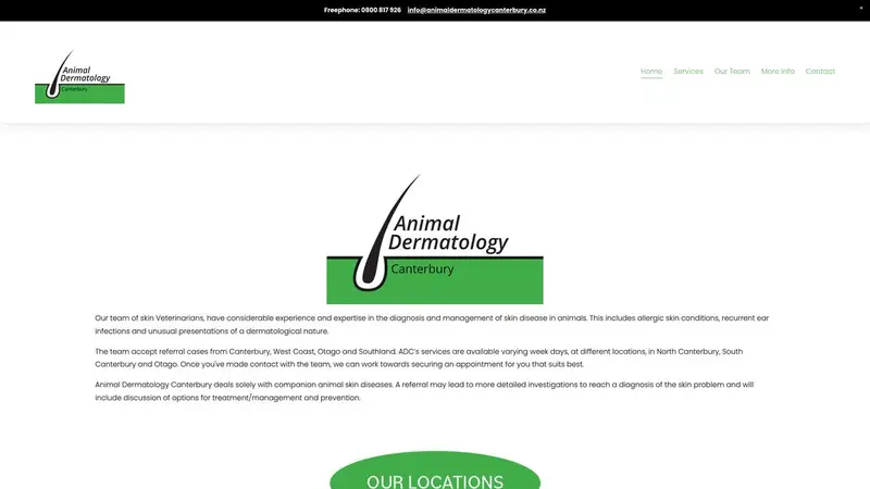 Homepage of animaldermatologycanterbury.co.nz