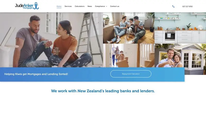 Homepage of ankermortgages.co.nz