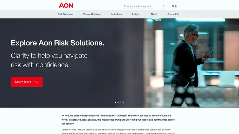 Homepage of aon.co.nz
