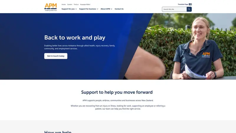 Homepage of apm-nz.co.nz