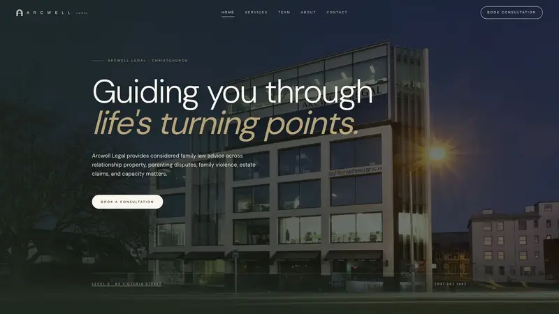 Homepage of arcwellpartners.co.nz