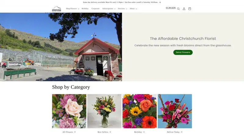 Homepage of aroflowers.co.nz