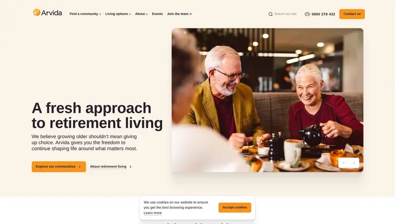 Homepage of arvida.co.nz