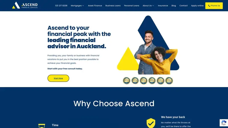Homepage of ascendfinancial.co.nz
