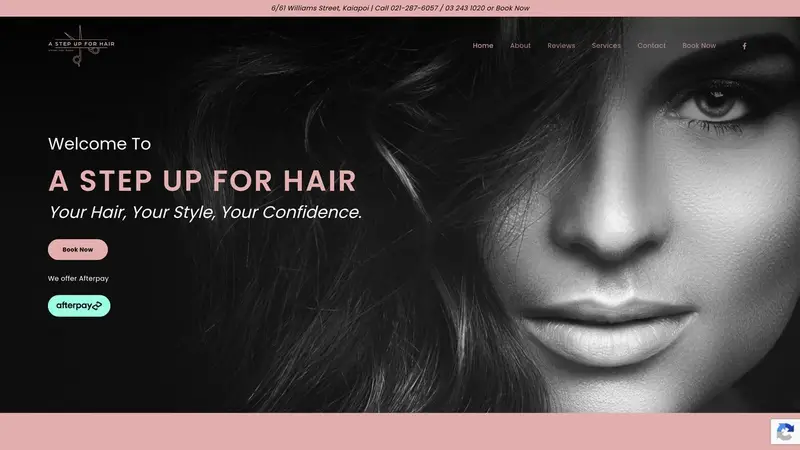 Homepage of astepupforhair.co.nz