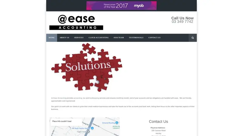 Homepage of ateaseaccounting.net.nz