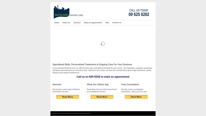 Homepage of aucklanddentureclinic.co.nz