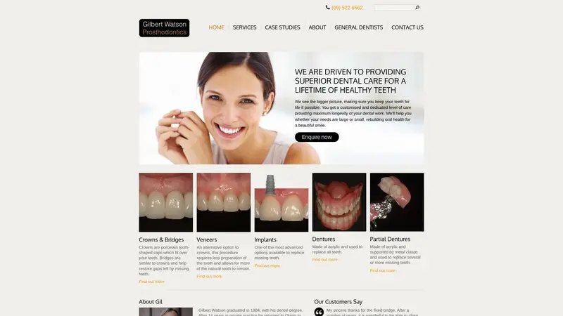 Homepage of aucklandprosthodontist.co.nz