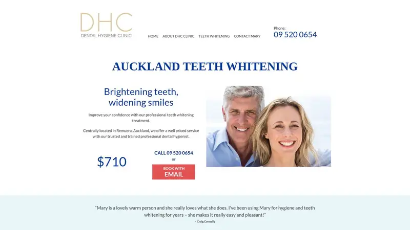 Homepage of aucklandteethwhitening.co.nz