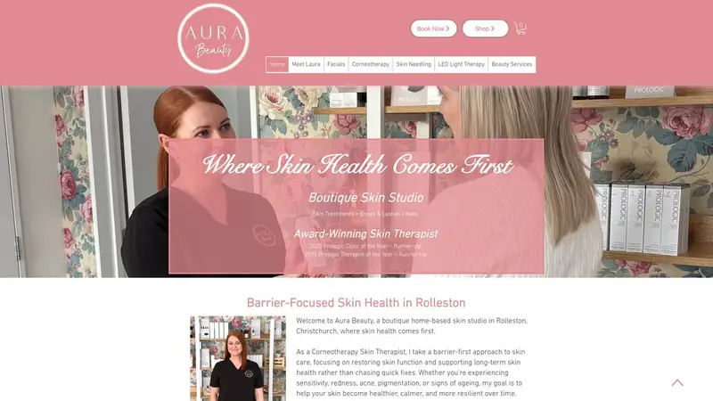 Homepage of aurabeauty.co.nz
