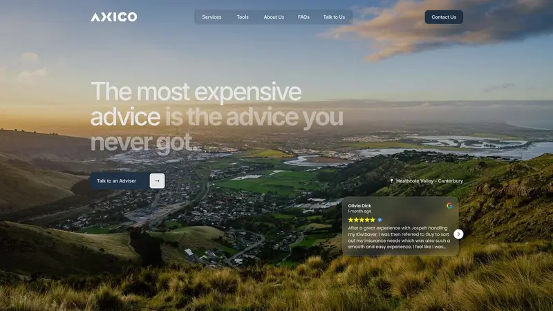 Homepage of axico.co.nz
