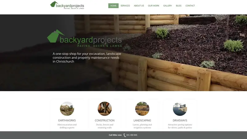 Homepage of backyardprojects.co.nz