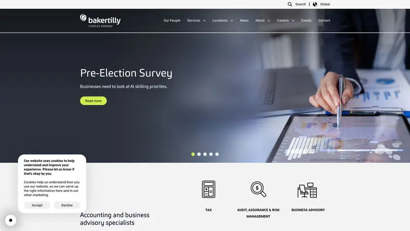 Homepage of bakertillysr.nz