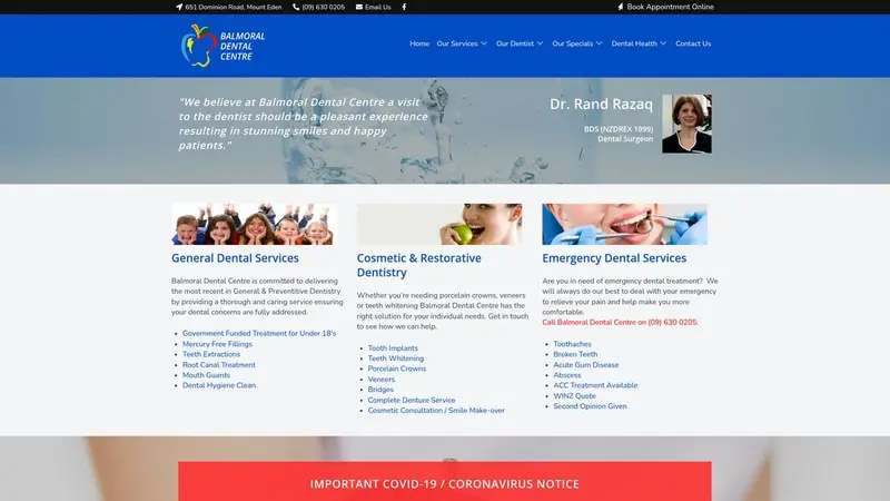 Homepage of balmoraldentalcentre.co.nz