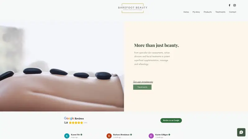 Homepage of barefootbeauty.nz