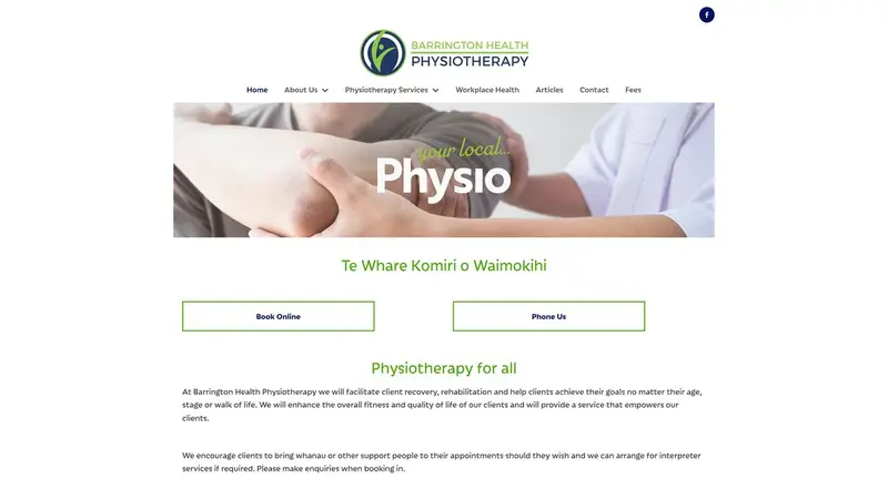Homepage of barringtonhealthphysio.co.nz