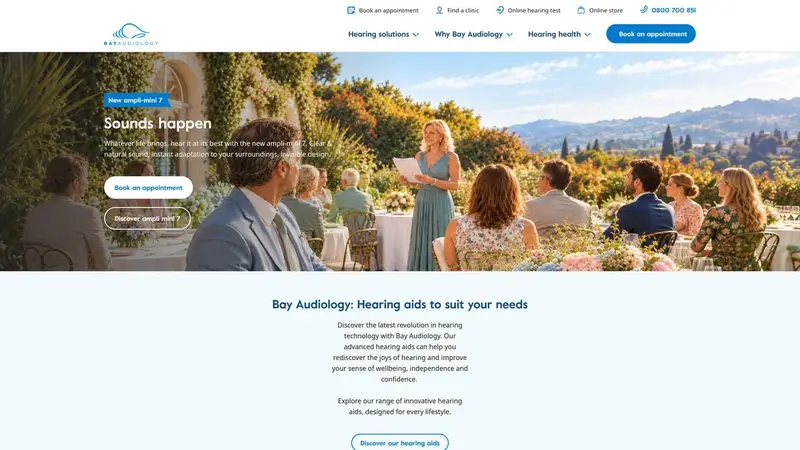 Homepage of bayaudiology.co.nz