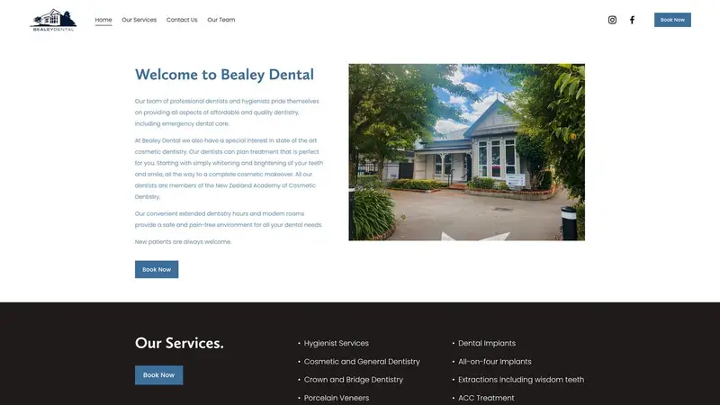 Homepage of bealeydental.co.nz